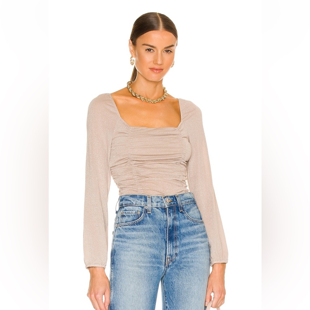 BCBGeneration square neck top in champagne